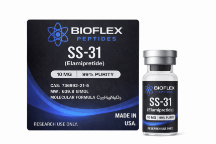 Bottle and box of Bioflex SS-31 peptide with 99% purity, 10 mg.